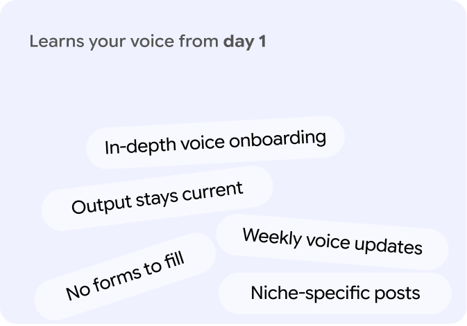 Learns your voice from day 1