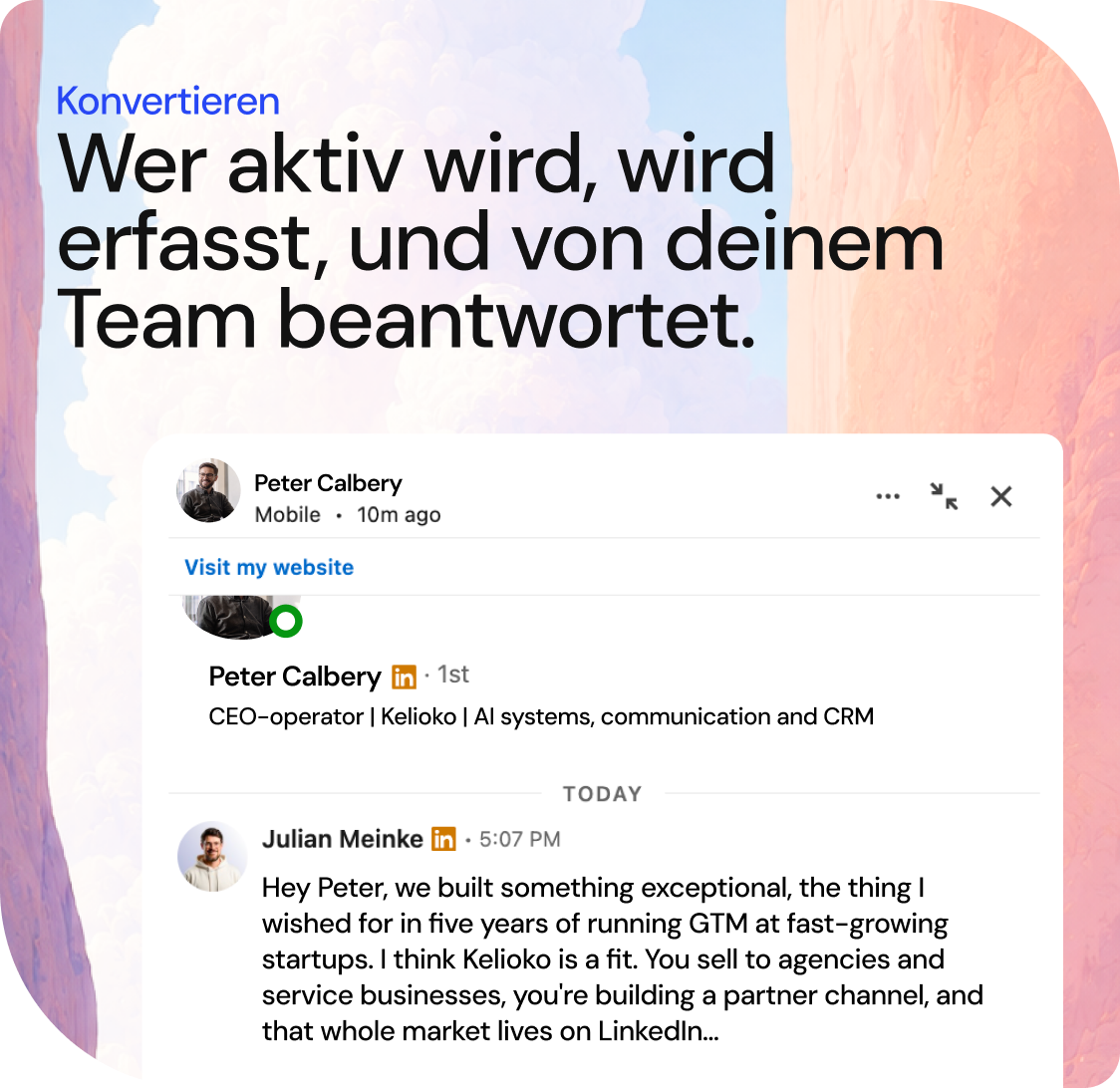Interesse erfassen: Beispiel eines laufenden LinkedIn-Gesprächs mit einem potenziellen Kunden.