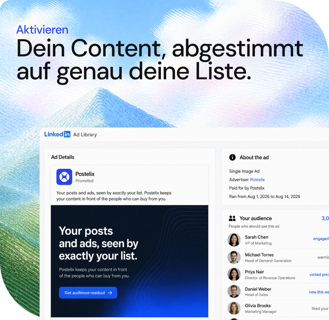 Sichtbar werden: Beispiel einer LinkedIn-Anzeige für deine ausgewählte Zielgruppe.