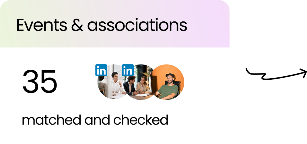Events and associations: 35 matched and checked from your market's LinkedIn activity
